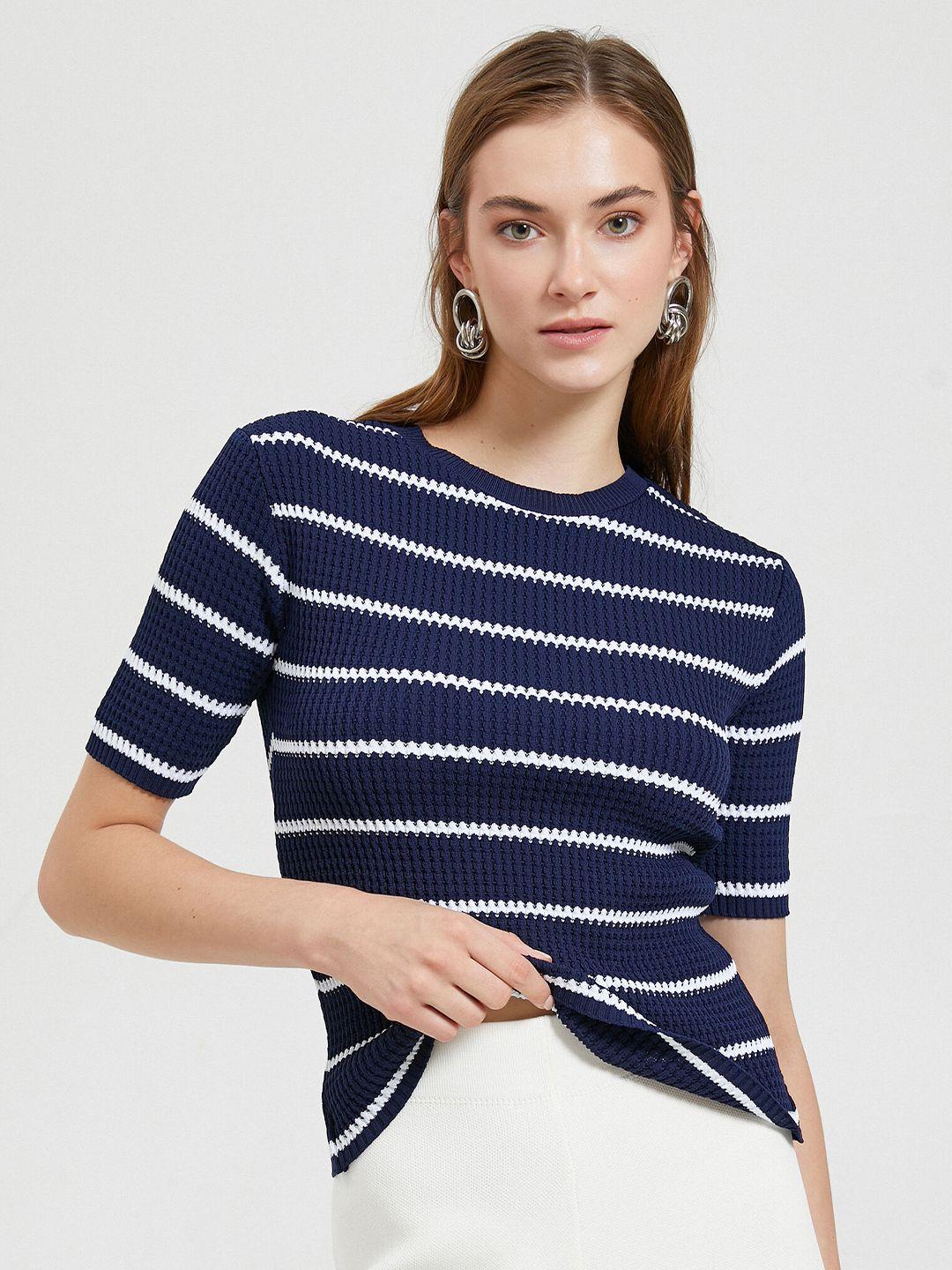 koton striped round neck pullover