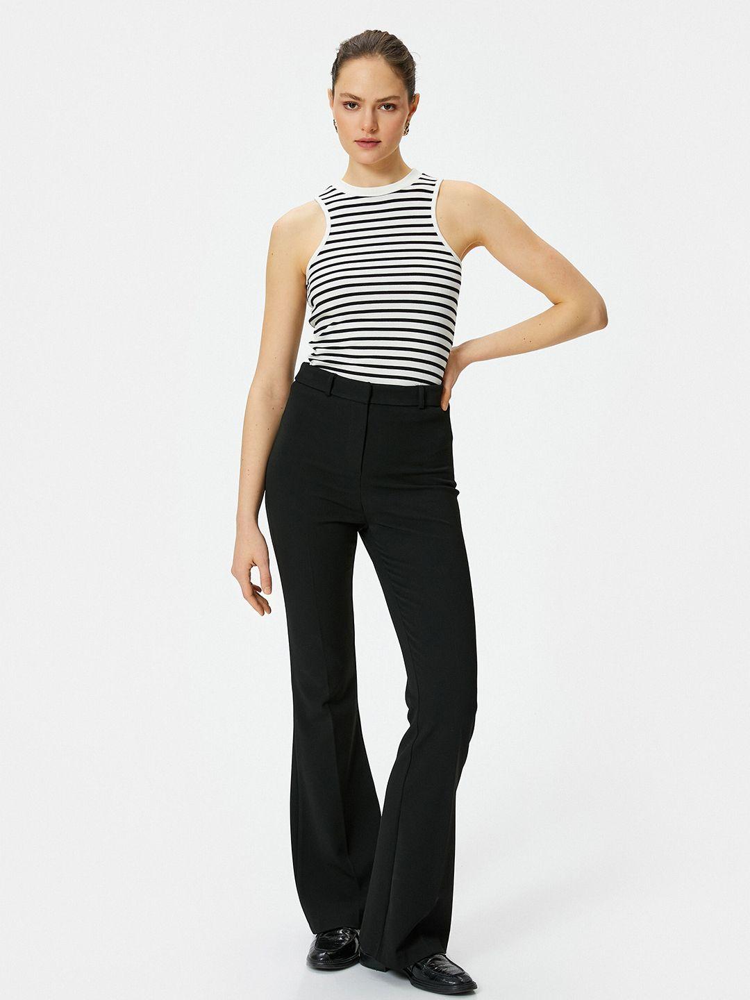 koton striped round neck sleeveless fitted top