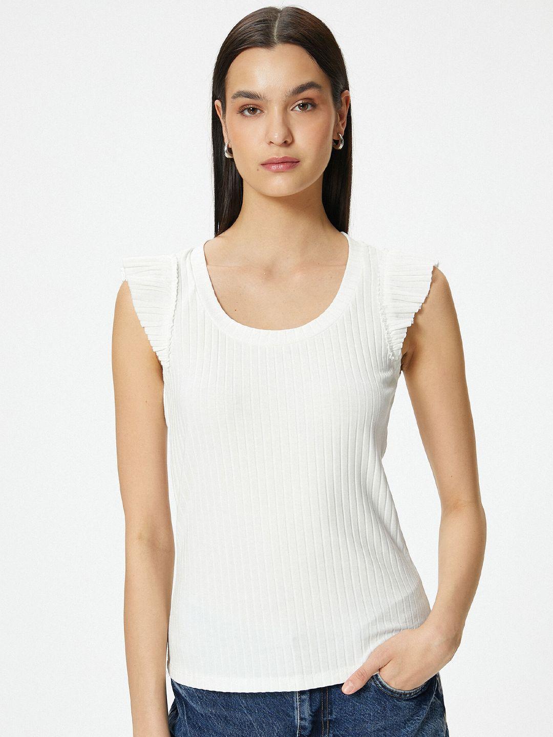 koton striped scoop neck top