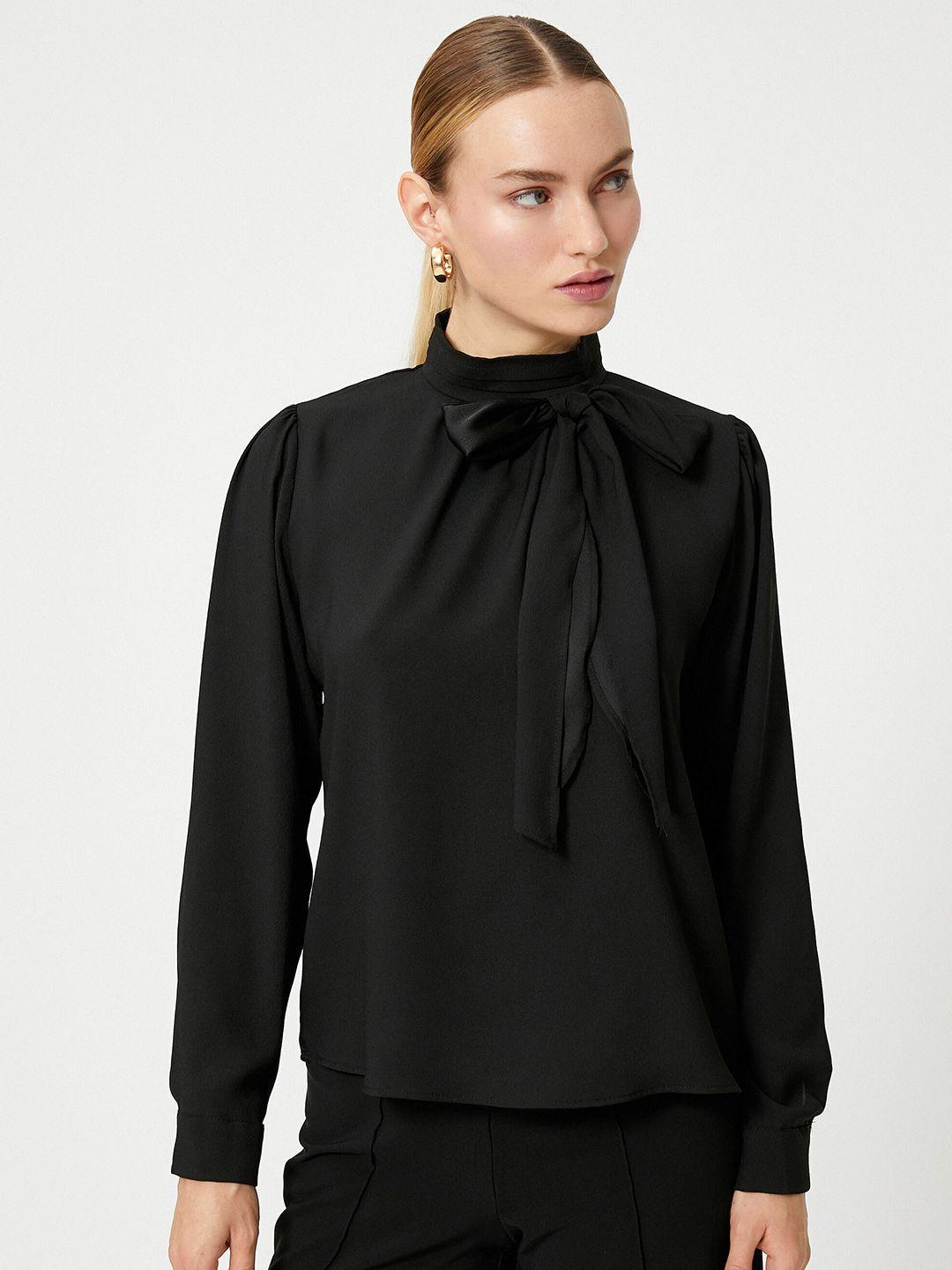 koton tie-up neck cuffed sleeves regular top