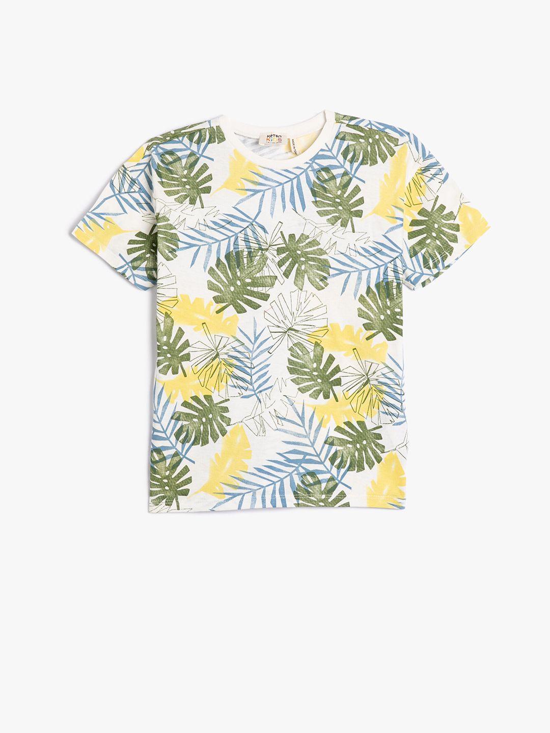 koton tropical printed cotton casual regular fit t-shirt