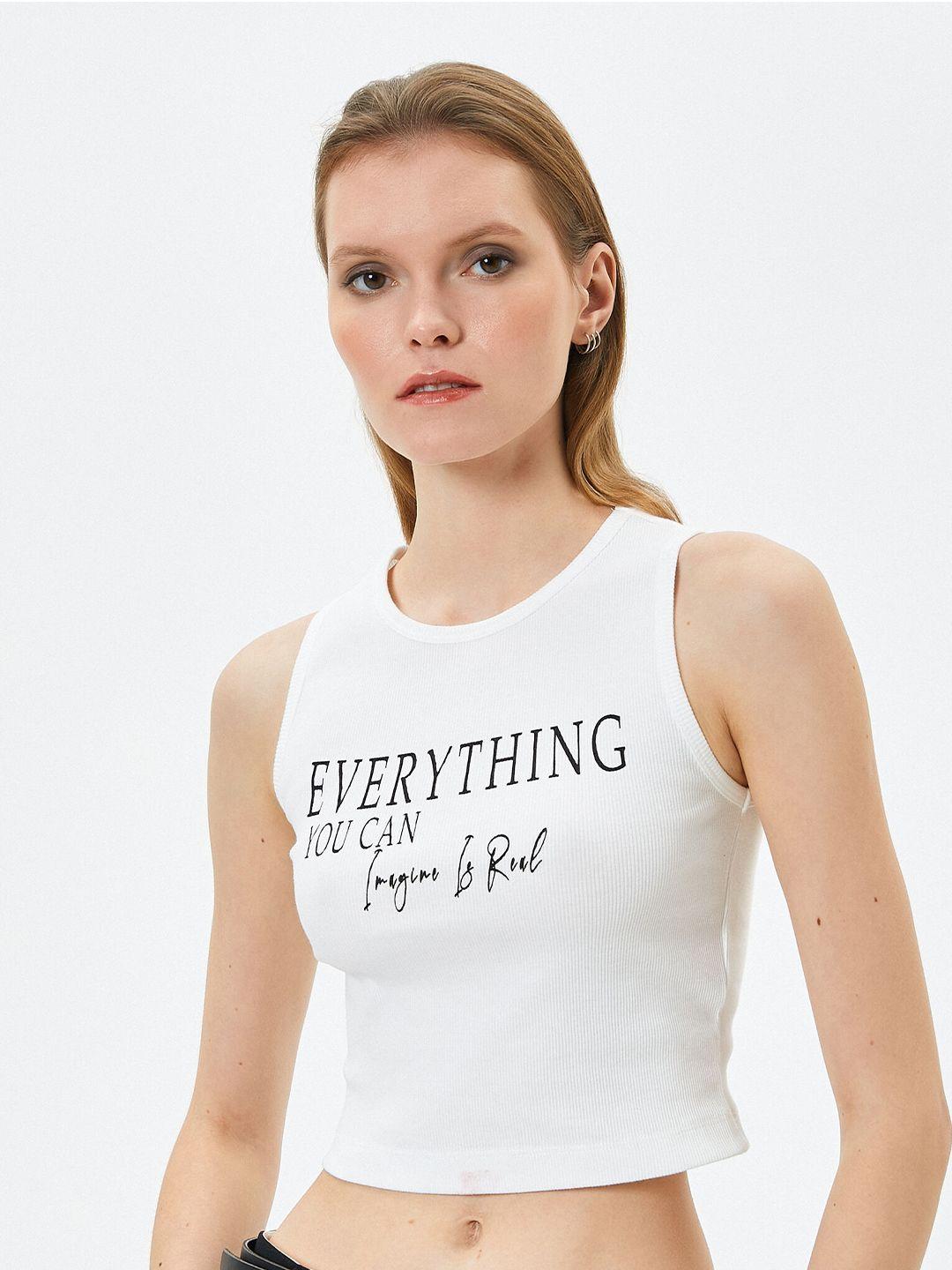 koton typography printed crop top