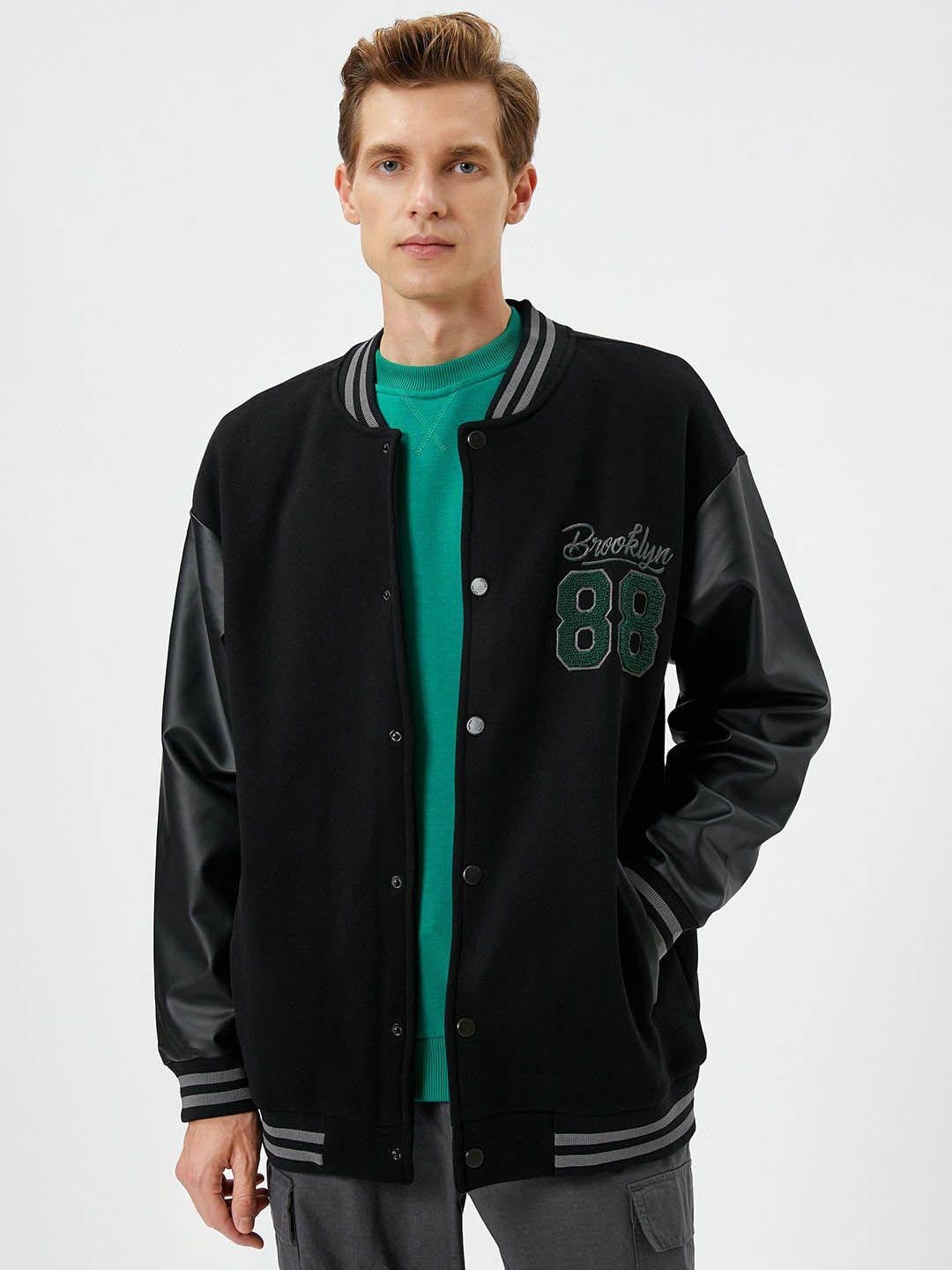 koton typography printed varsity jacket