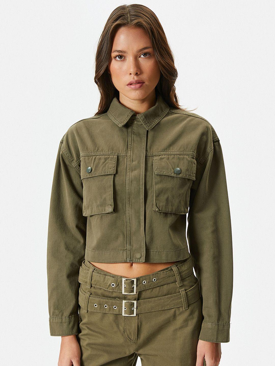 koton women khaki woven jacket