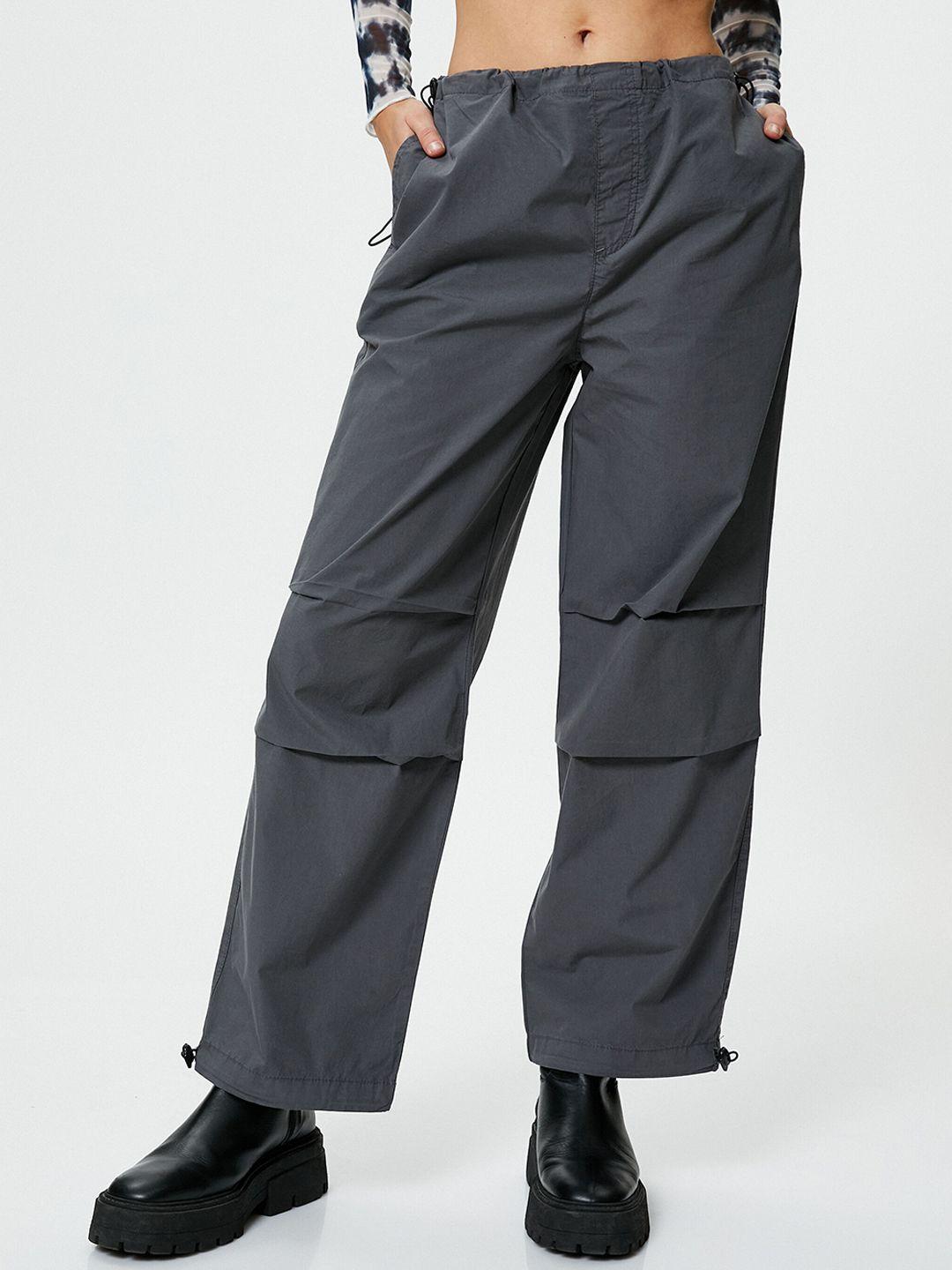 koton women mid-rise cotton regular trousers