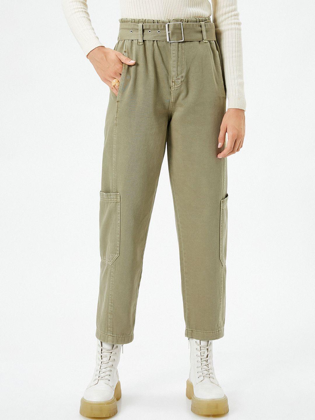 koton women mid-rise pure cotton trousers