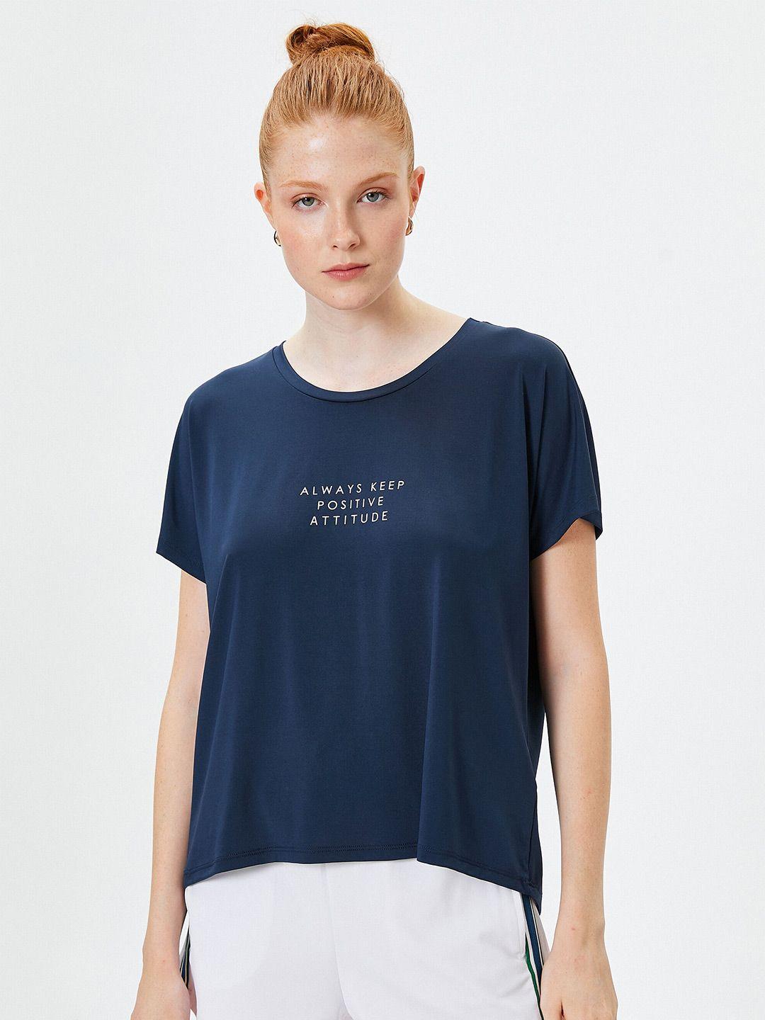 koton women navy blue t-shirt