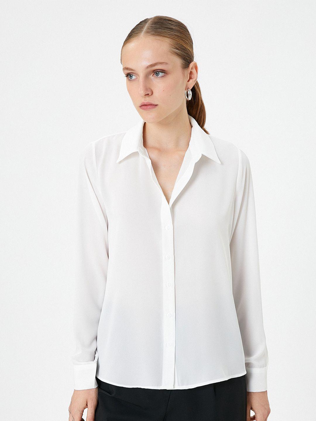 koton women off white opaque casual shirt
