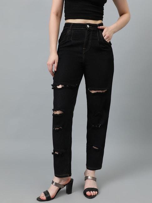 kotty black distressed high rise jeans