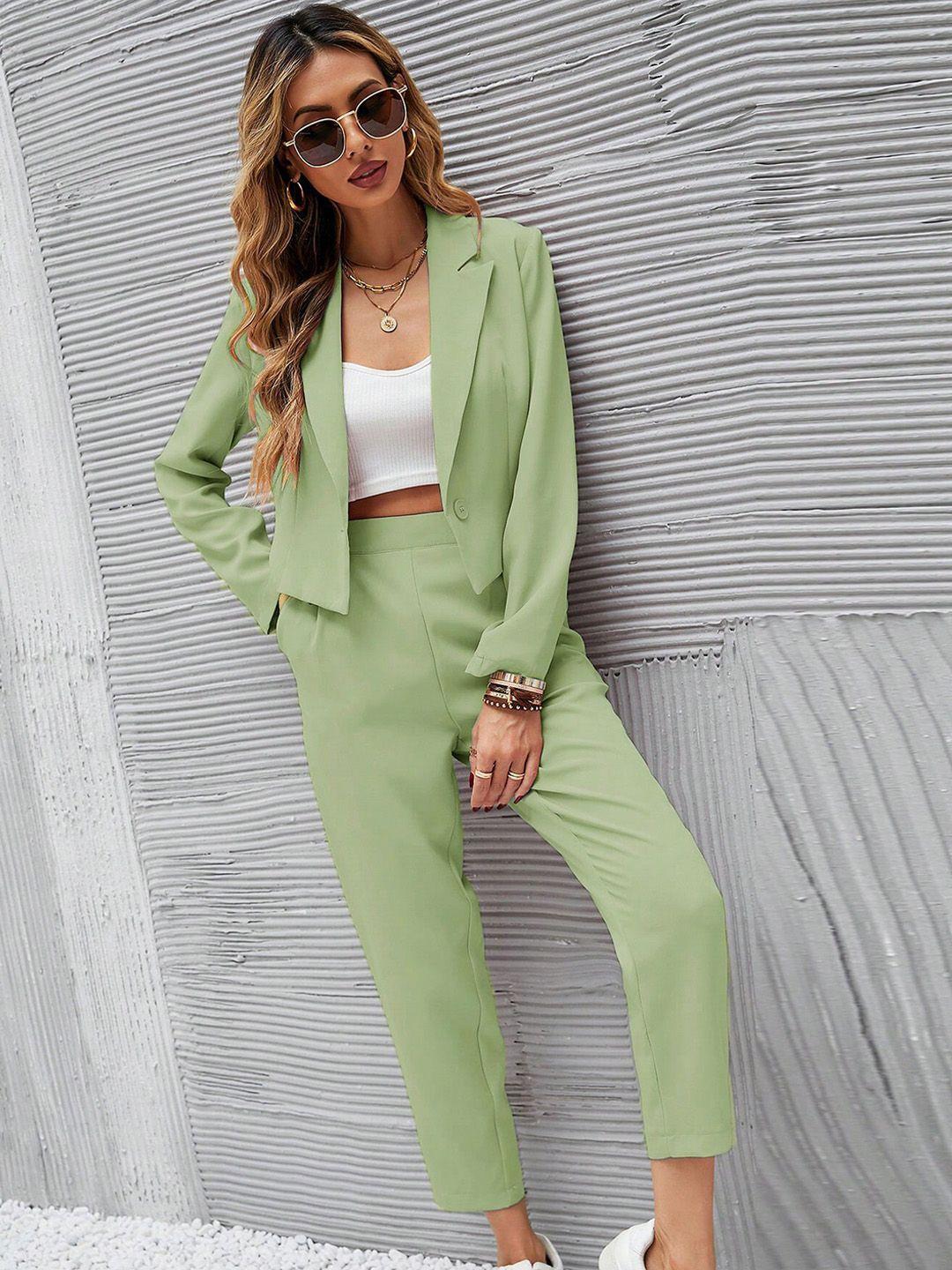 kotty green notched lapel collar long sleeves blazer with trouser