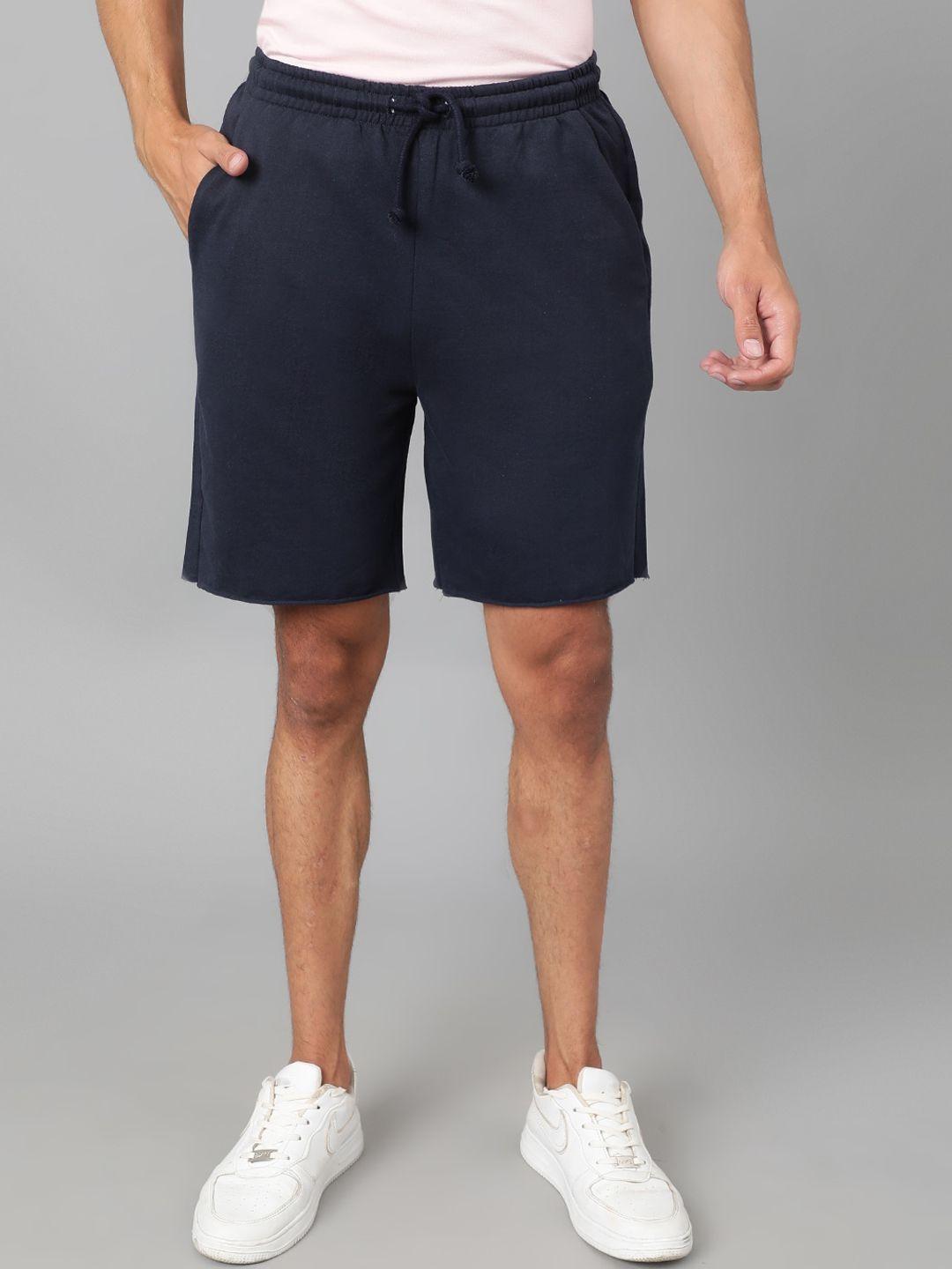 kotty men navy blue low-rise running sports shorts