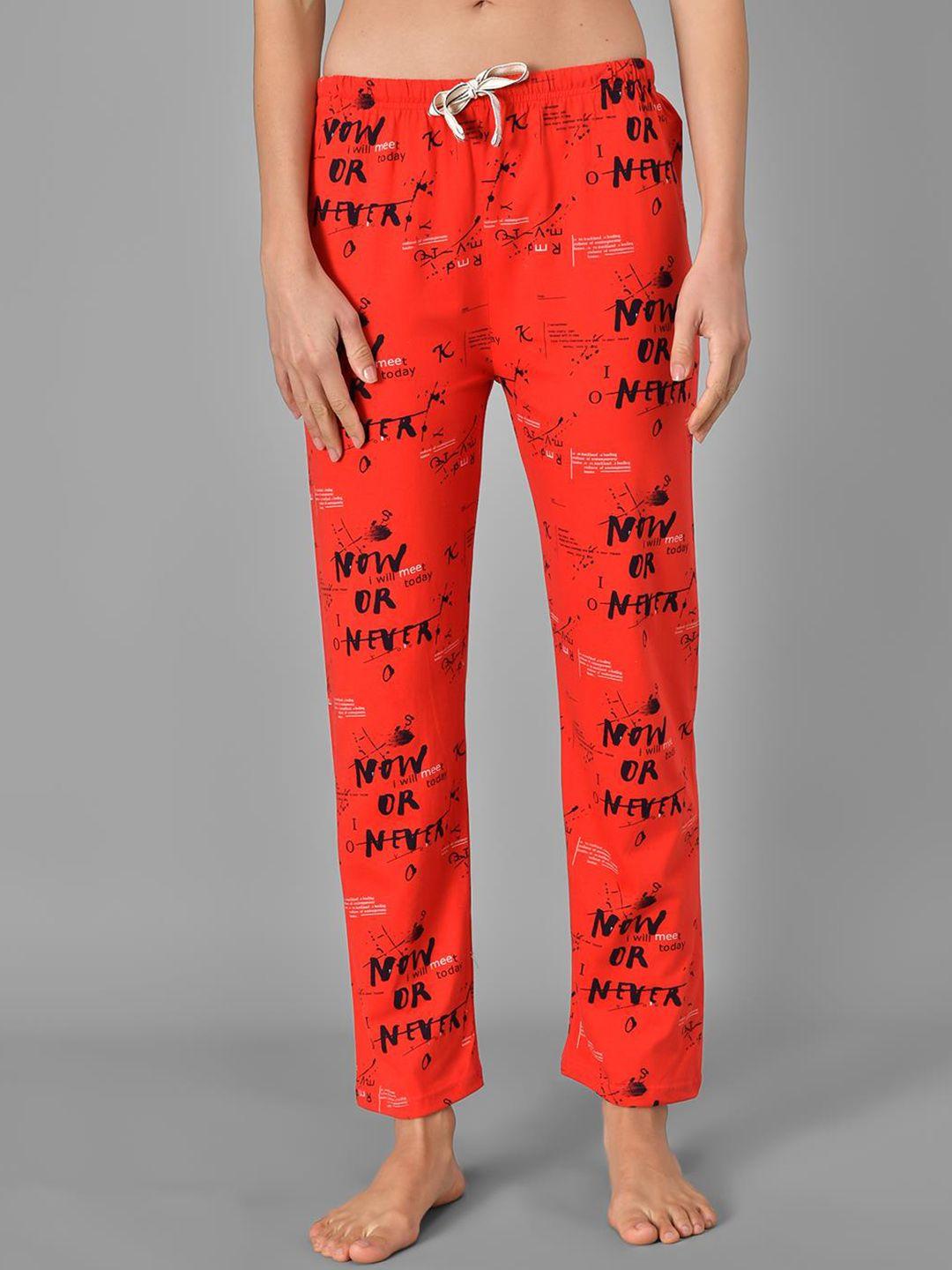 kotty red printed lounge pants