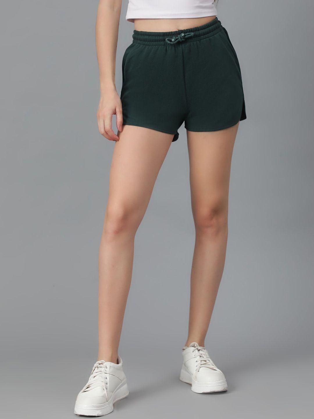 kotty-women-green-slim-fit-running-shorts