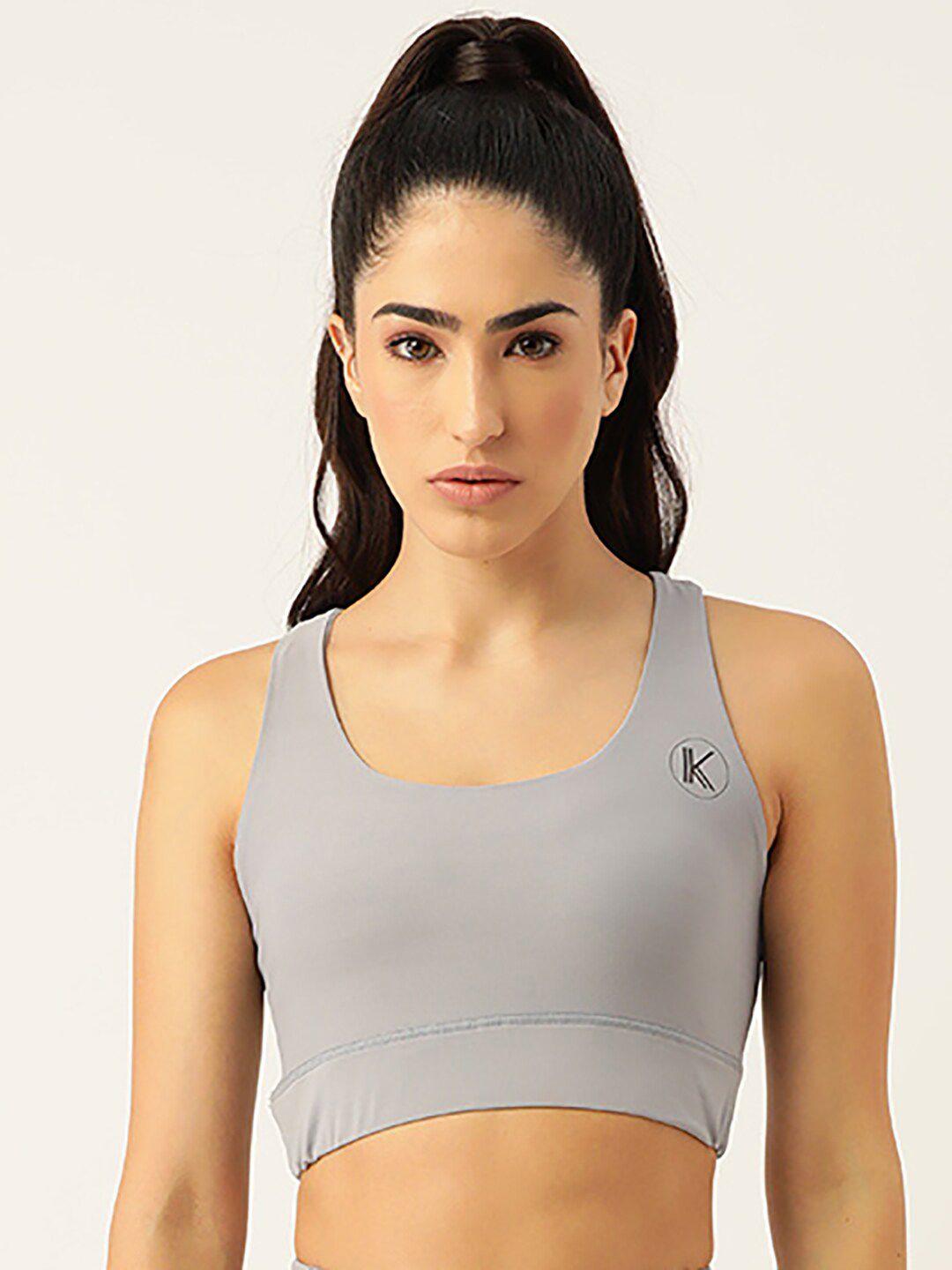 kotty women grey melange removable padded underwired dry fit all day comfort sports bra