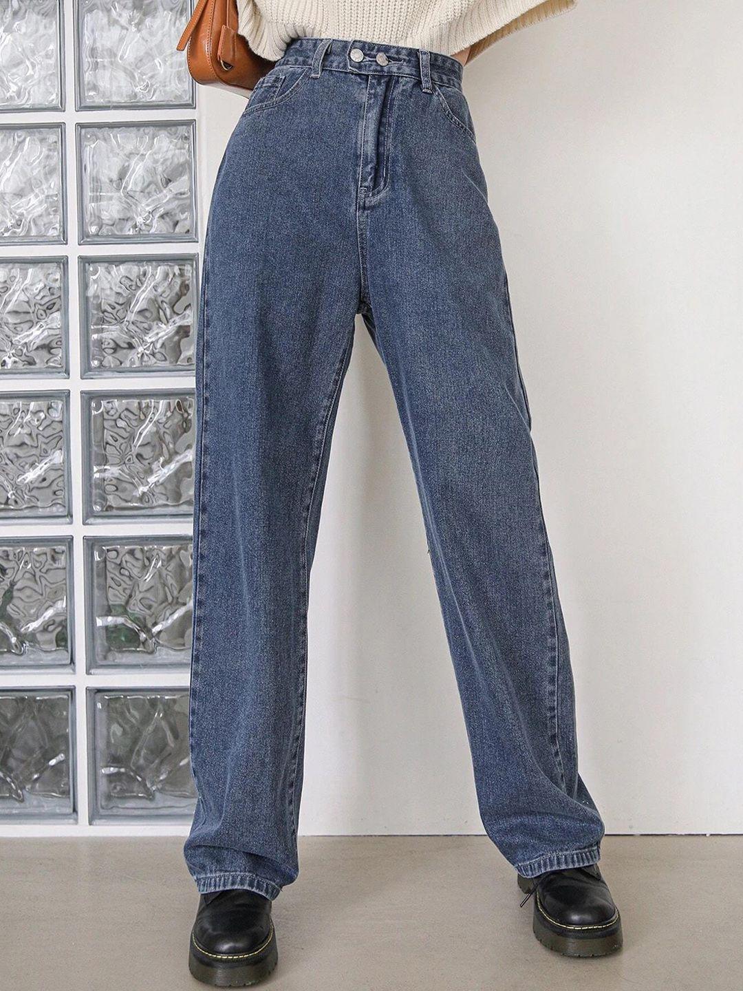 kotty women jean wide leg high-rise light fade stretchable jeans