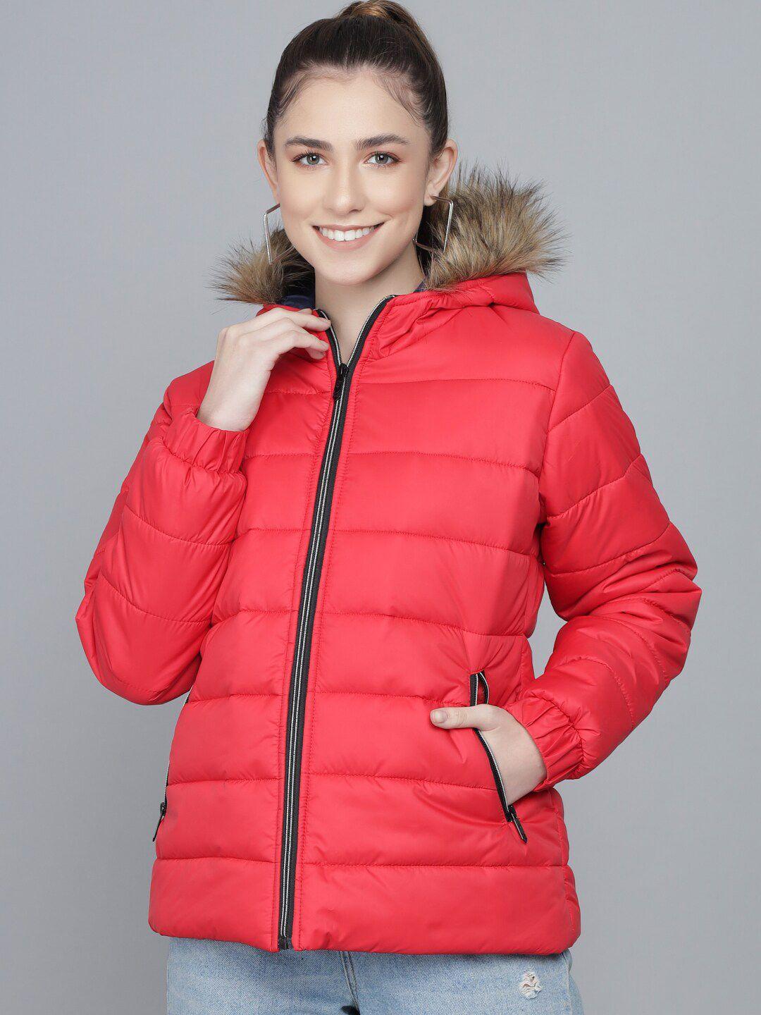 kotty women red lightweight parka jacket