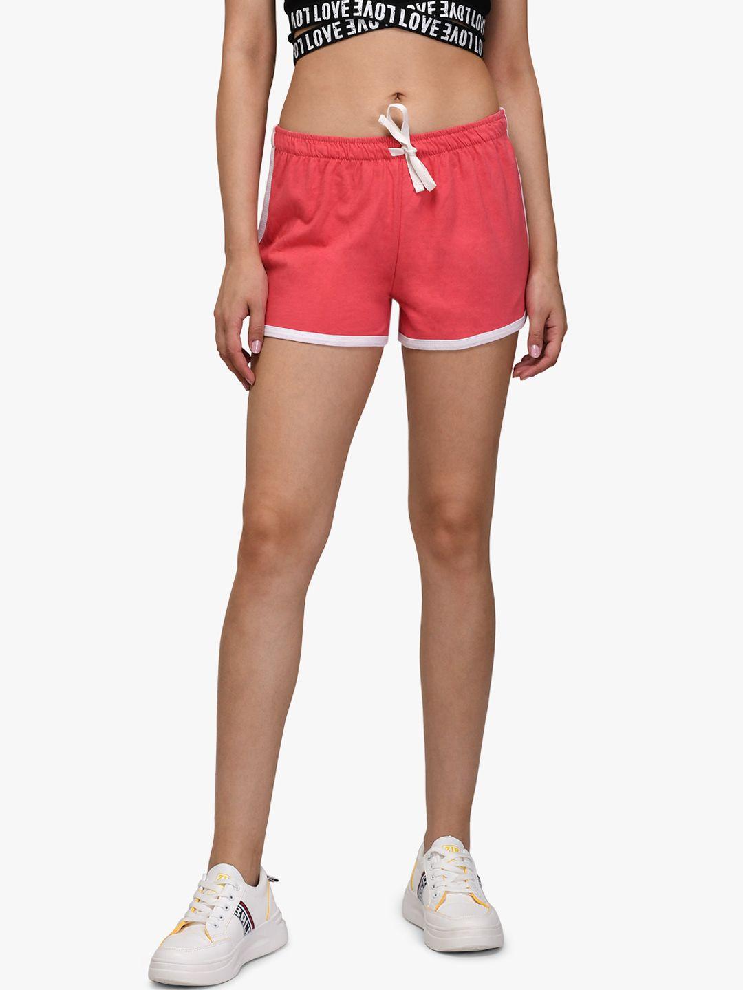 kotty women red solid regular fit regular shorts