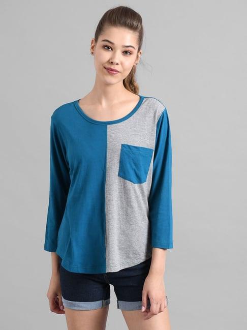 kotty blue & grey self design t-shirt
