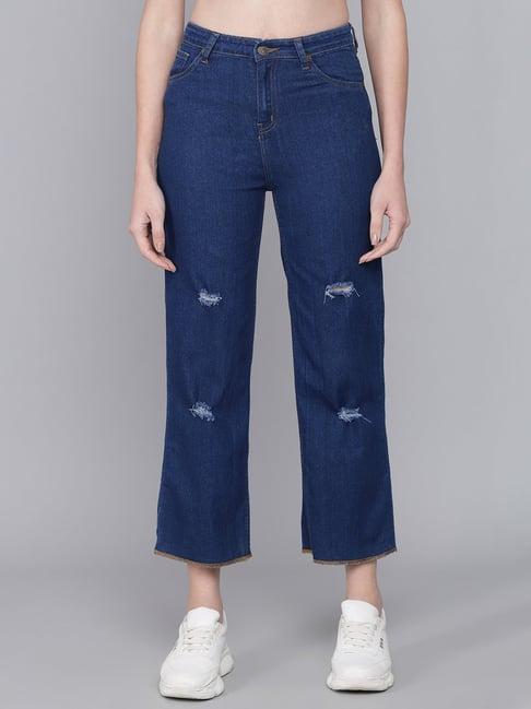 kotty blue flared fit high rise jeans