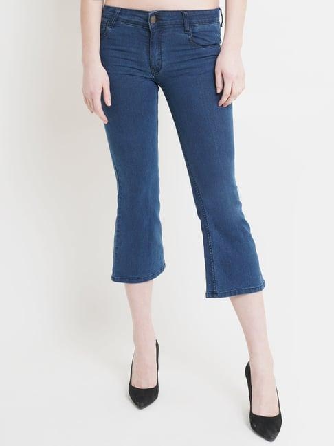 kotty blue flared fit low rise jeans