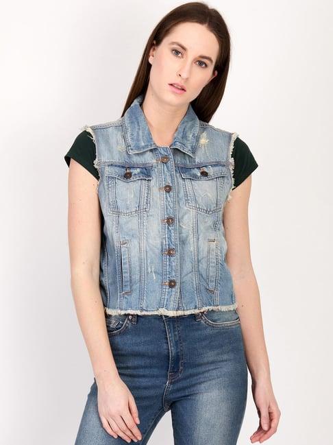 kotty blue sleeveless denim jacket