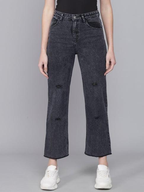 kotty charcoal flared fit high rise jeans