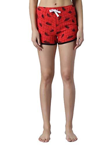 kotty cotton printed women's night shorts (flowerred,28)