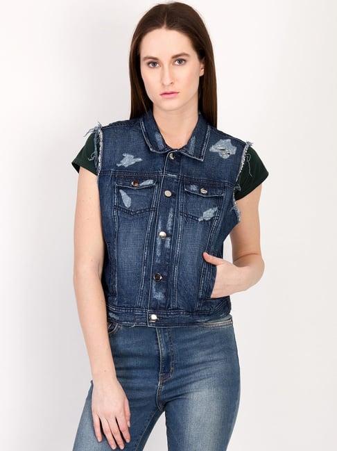 kotty dark blue sleeveless denim jacket