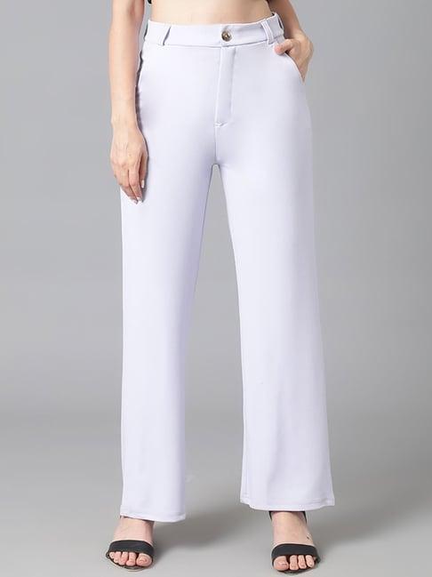 kotty light purple regular fit high rise trousers