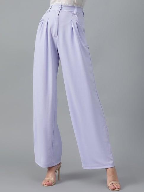 kotty light purple regular fit high rise trousers