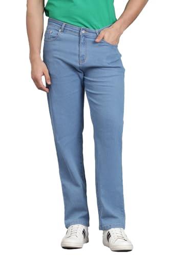 kotty men's mid rise solid jeans baby blue