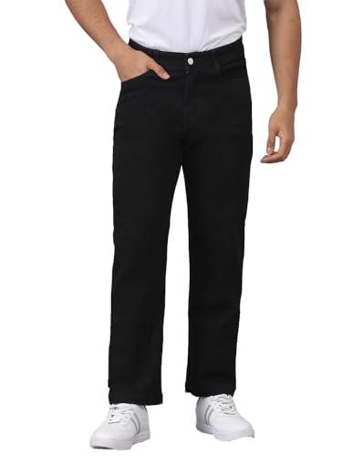 kotty men's regular mid rise solid black jeans