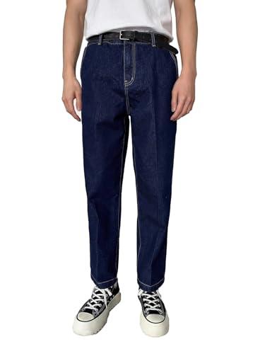 kotty men's regular solid mid rise dark blue jeans