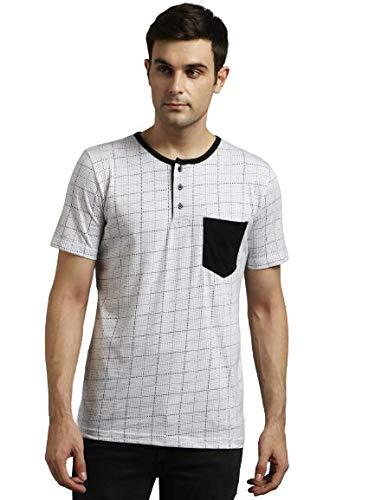 kotty men's round neck printed tshirt(white_black,s)