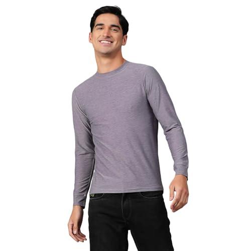 kotty men's round neck solid full sleeves t-shirt light purple