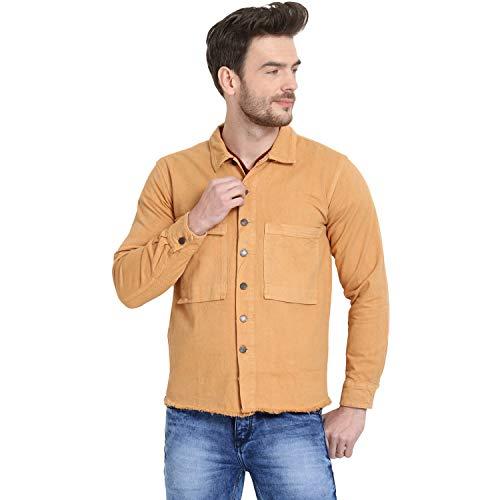 kotty men full sleeve denim jacket (yellow;xs;36)