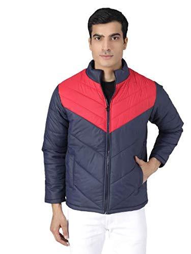 kotty men full sleeve padded puffer winter jacket (redblue,m)