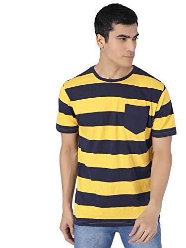 kotty multicolor striped pure cotton men tshirt (multicolored-l)