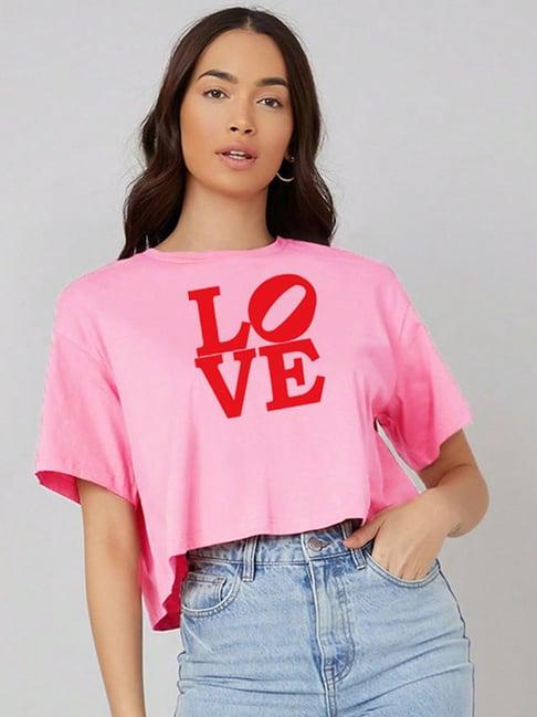 kotty pink & red graphic print oversized t-shirt