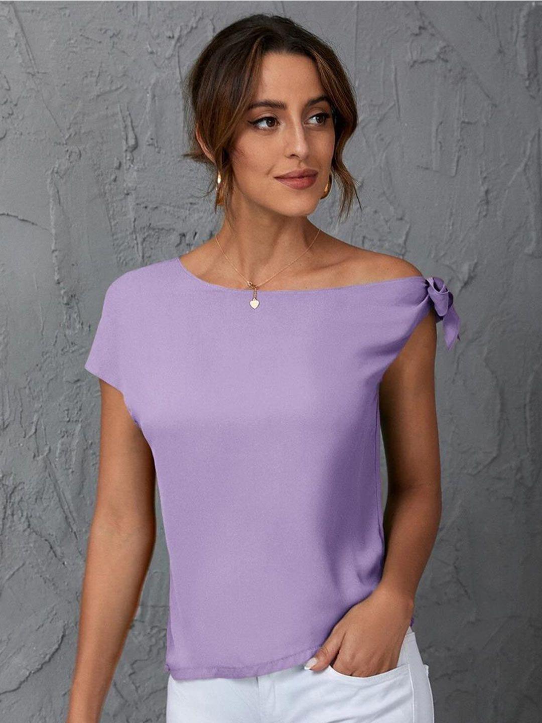 kotty purple one shoulder extended sleeves regular top