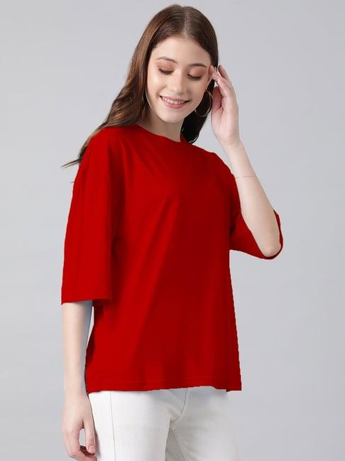 kotty red relaxed fit oversized t-shirt