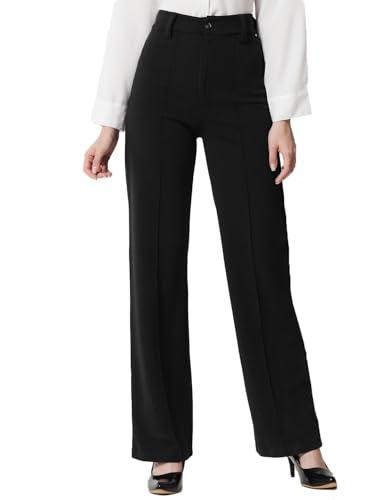 kotty regular fit women black trousers