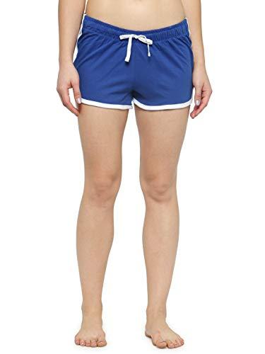 kotty solid women blue night shorts (bluewhite,34)