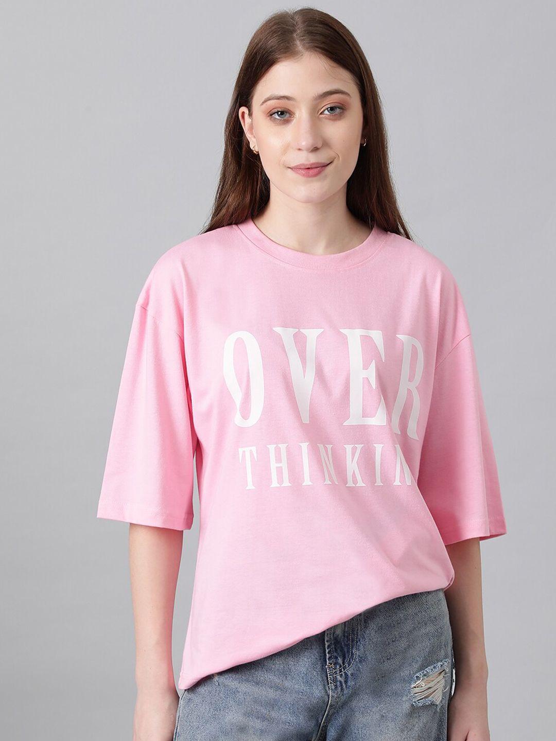kotty typography printed drop-shoulder sleeves oversized t-shirt