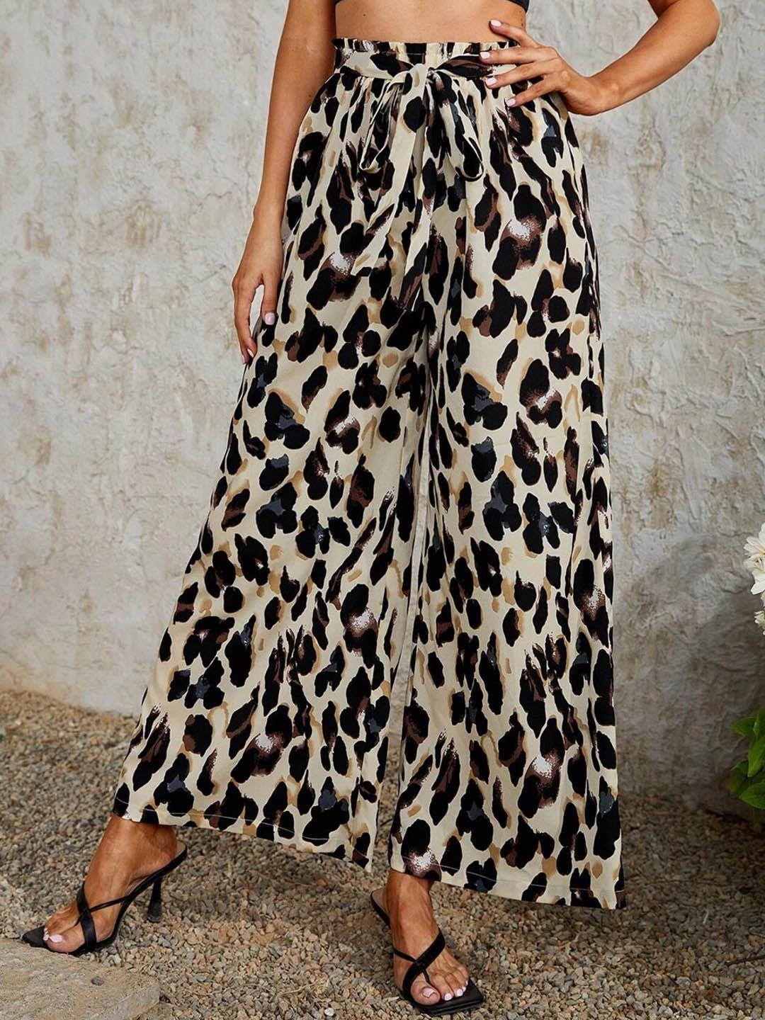 kotty women animal printed relaxed high-rise easy wash trousers