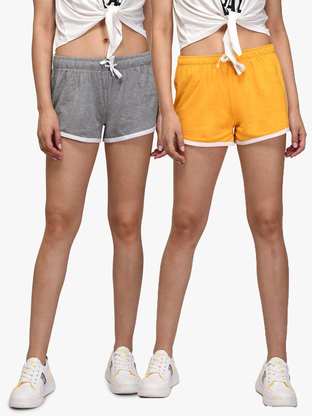 kotty women pack of 2 solid lounge shorts