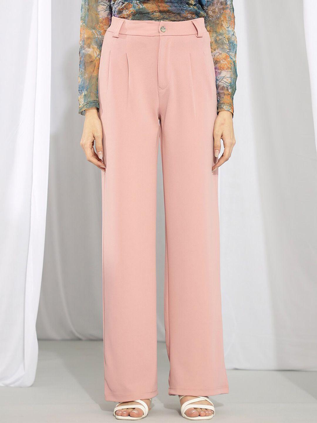 kotty women relaxed high-rise straight fit trousers