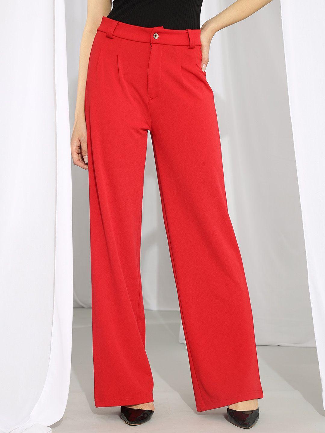 kotty women relaxed high-rise straight fit trousers