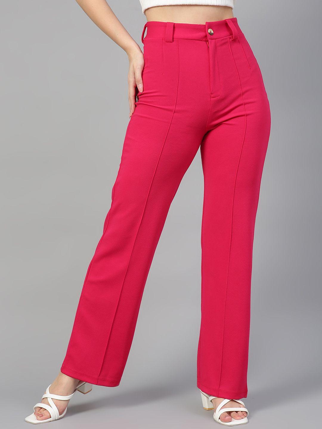 kotty women relaxed straight fit high-rise easy wash parallel trousers