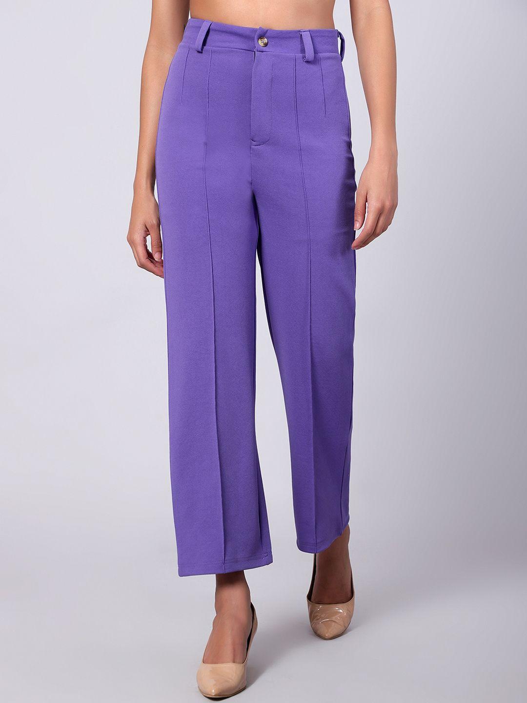 kotty women relaxed straight fit high-rise easy wash pleated trousers